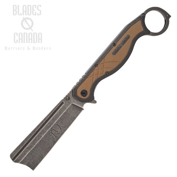 UC Black Ronin Straight Razor Folding Knife, Assisted Opening, UC3416